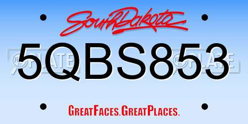 5QBS853 South Dakota License Plate