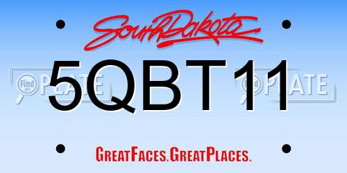 5QBT11 South Dakota License Plate