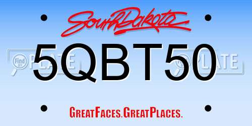 5QBT50 South Dakota License Plate