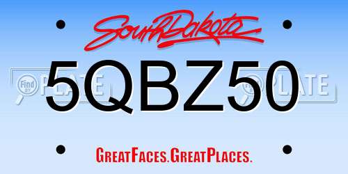 5QBZ50 South Dakota License Plate
