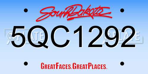 5QC1292 South Dakota License Plate