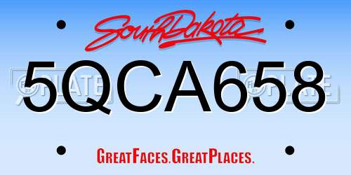 5QCA658 South Dakota License Plate