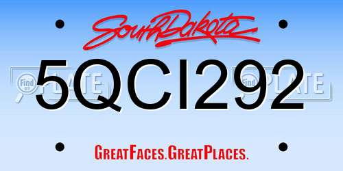 5QCI292 South Dakota License Plate