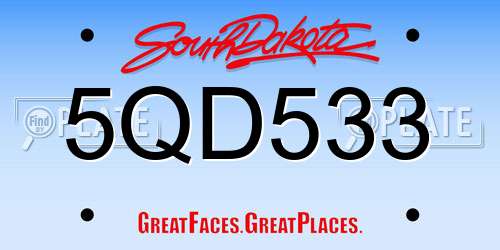 5QD533 South Dakota License Plate
