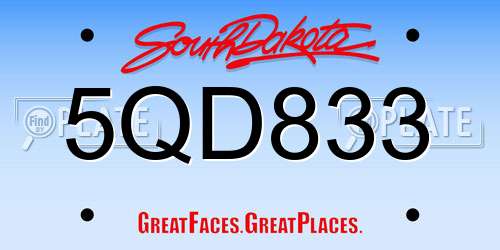 5QD833 South Dakota License Plate