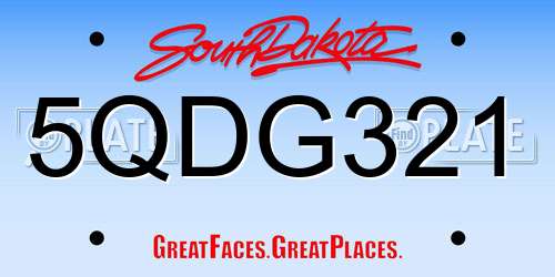 5QDG321 South Dakota License Plate
