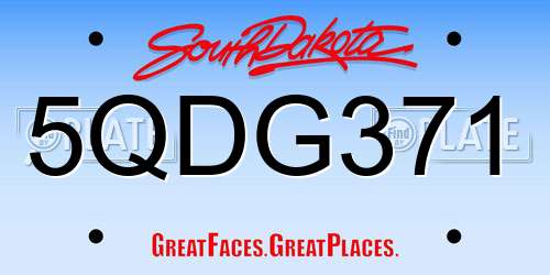 5QDG371 South Dakota License Plate