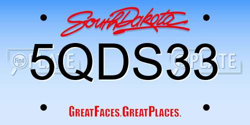 5QDS33 South Dakota License Plate