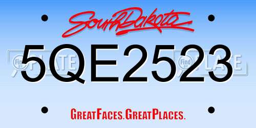 5QE2523 South Dakota License Plate