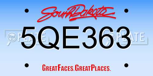 5QE363 South Dakota License Plate
