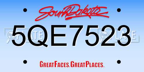 5QE7523 South Dakota License Plate