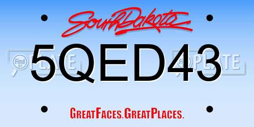 5QED43 South Dakota License Plate
