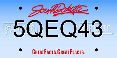 5QEQ43 South Dakota License Plate