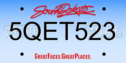 5QET523 South Dakota License Plate