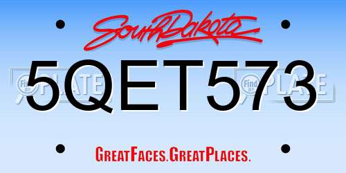 5QET573 South Dakota License Plate