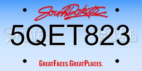 5QET823 South Dakota License Plate