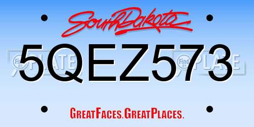 5QEZ573 South Dakota License Plate