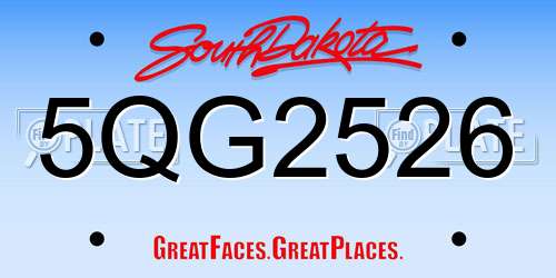 5QG2526 South Dakota License Plate