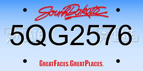 5QG2576 South Dakota License Plate