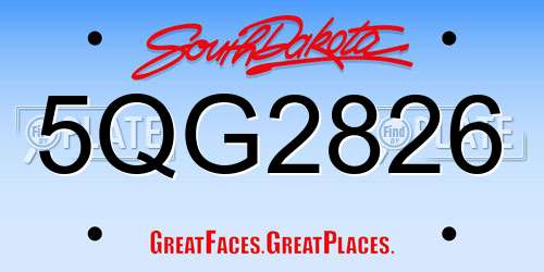 5QG2826 South Dakota License Plate