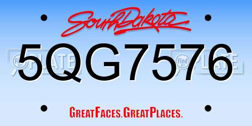 5QG7576 South Dakota License Plate