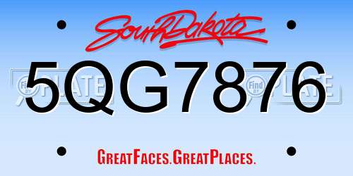 5QG7876 South Dakota License Plate