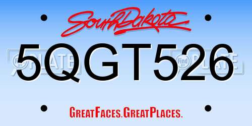5QGT526 South Dakota License Plate