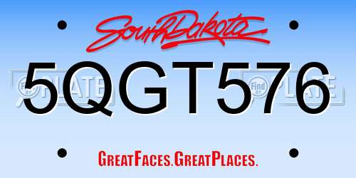 5QGT576 South Dakota License Plate