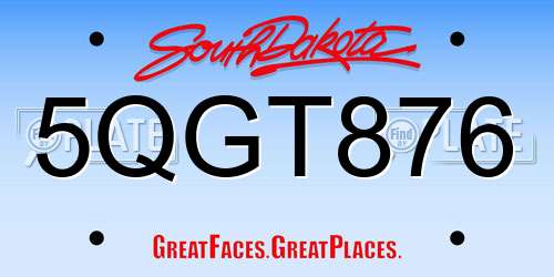 5QGT876 South Dakota License Plate