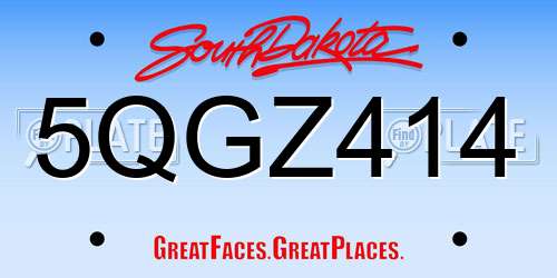 5QGZ414 South Dakota License Plate