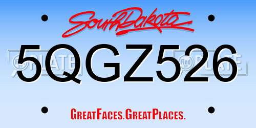 5QGZ526 South Dakota License Plate
