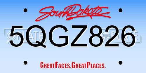 5QGZ826 South Dakota License Plate