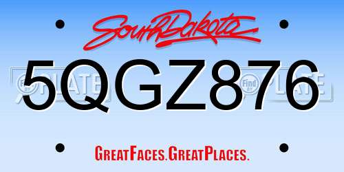 5QGZ876 South Dakota License Plate