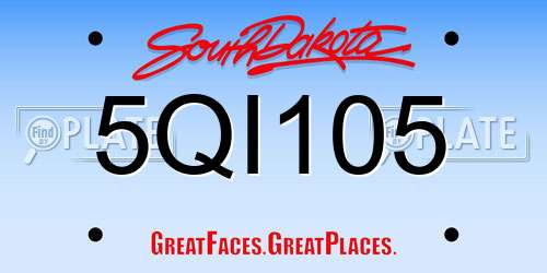 5QI105 South Dakota License Plate