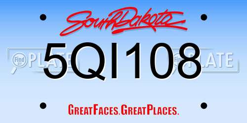 5QI108 South Dakota License Plate