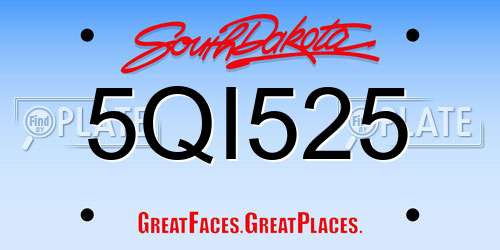 5QI525 South Dakota License Plate
