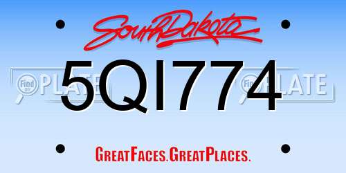 5QI774 South Dakota License Plate