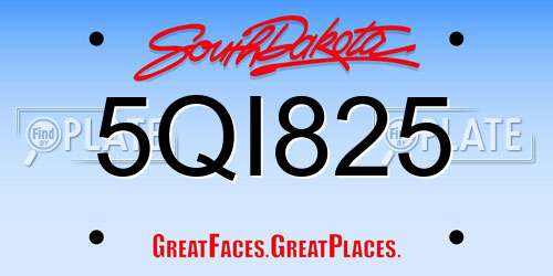 5QI825 South Dakota License Plate