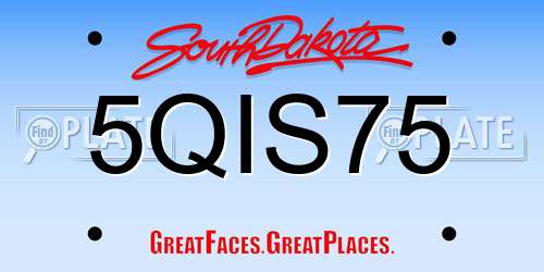 5QIS75 South Dakota License Plate
