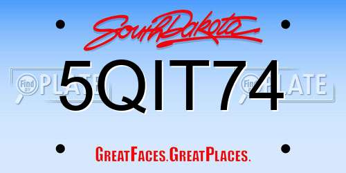 5QIT74 South Dakota License Plate