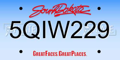 5QIW229 South Dakota License Plate