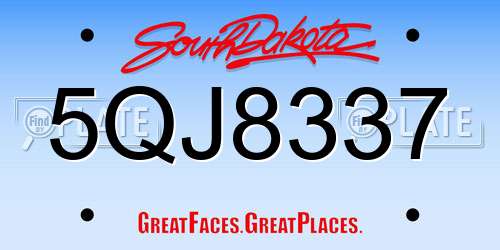 5QJ8337 South Dakota License Plate