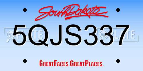 5QJS337 South Dakota License Plate