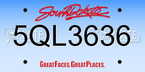 5QL3636 South Dakota License Plate