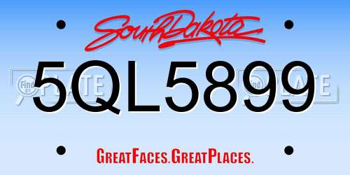 5QL5899 South Dakota License Plate
