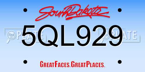 5QL929 South Dakota License Plate