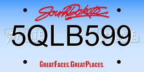 5QLB599 South Dakota License Plate
