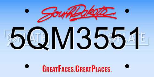5QM3551 South Dakota License Plate