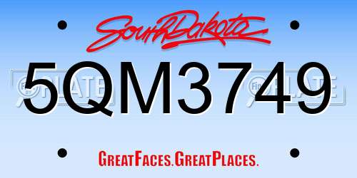 5QM3749 South Dakota License Plate