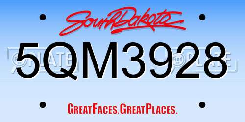 5QM3928 South Dakota License Plate